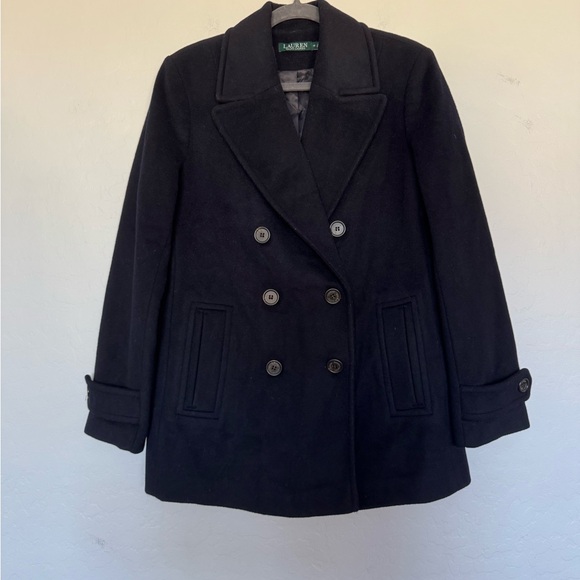 Lauren RALPH LAUREN Double Breasted Wool Blend Peacoat In Regal Navy size 12 - Picture 2 of 12